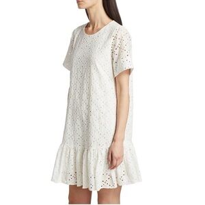 Milly leaf eyelet Cece dress white shift peplum size 2